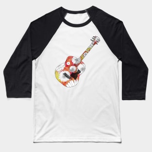 Acoustic guitar psychedelic daisies Baseball T-Shirt